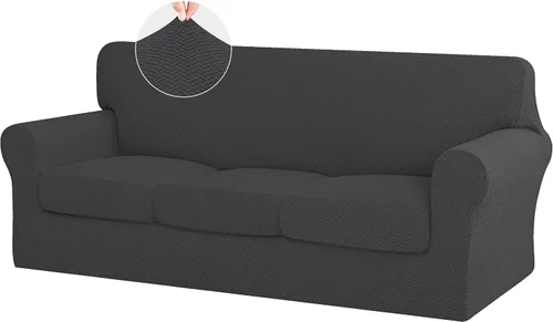 Vista 12 de ISSUNTEX 2 Piezas Fundas para Silla y Sofá de Alta Elasticidad Gruesas, Funda Suave para Sofá de 1 Cojín Separado, Tela Jacquard Funda Elástica