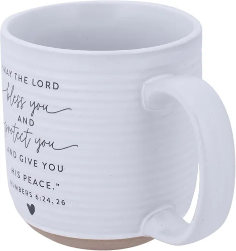 Vista 4 de Lighthouse Christian Products Bless You Hold Onto Hope Rib - Taza de cerámica texturizada blanca de 20 onzas