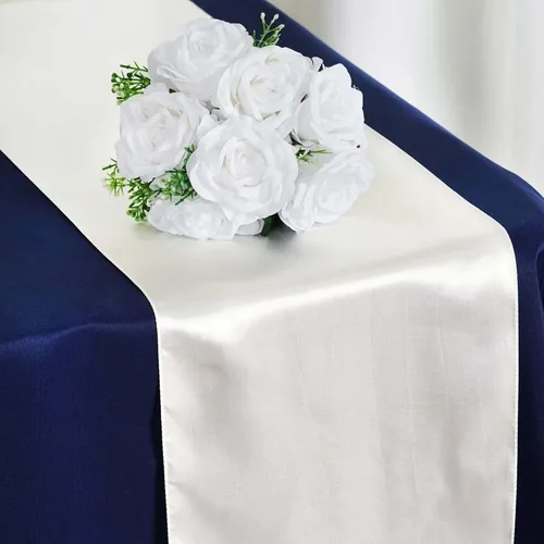 Vista 11 de Efavormart - 5 piezas de camino de mesa de satén de alta calidad para bodas, fiestas de cumpleaños, ajuste rectangular y mesa redonda, 12 x 108
