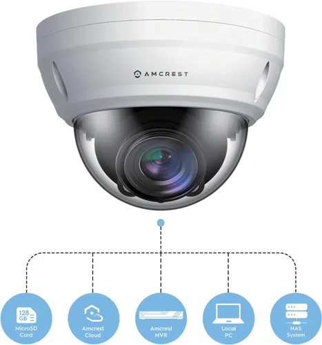 Vista 5 de Amcrest UltraHD 4K Varifocal PoE Dome Outdoor Security Camera, 4K (8-Megapixel) 3840x2160P, 164ft Night Vision, 4X Optical Zoom, Motorized Varifocal