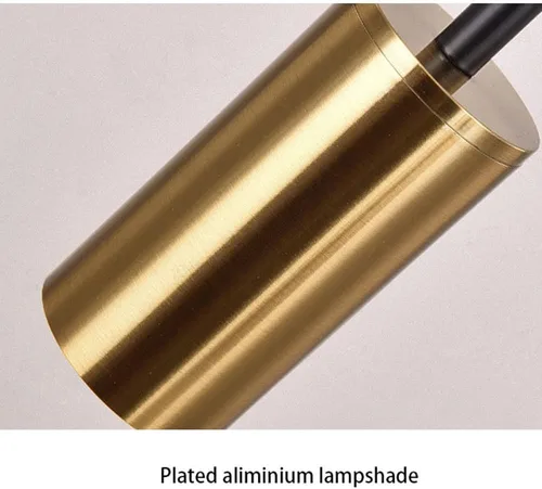 Vista 5 de Líneas geométricas nórdicas forma arqueada colgante de luz altura ajustable lámpara de metal iluminación negro oro moderno lámpara colgante