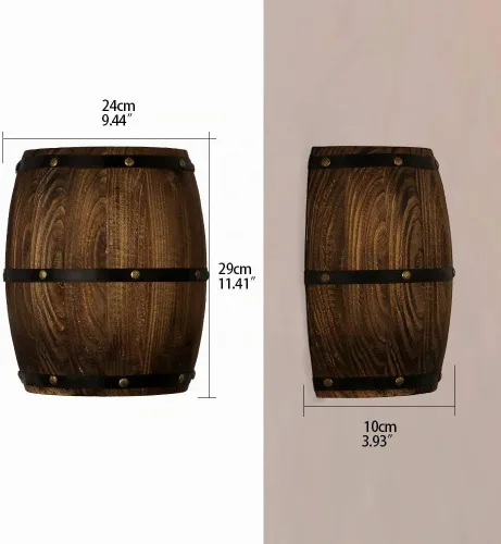 Vista 7 de 1 paquete de lámpara de pared de barril de vino de madera antigua