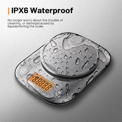 Vista 3 de GRAM PRES - Báscula digital de cocina para alimentos, gramos, 11 libras y 0.01 onzas With IPX6 Waterproof，Professional Stainless Steel Digital