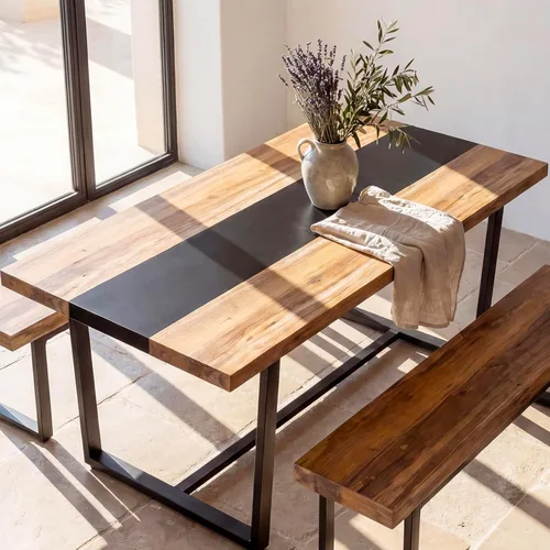 Vista 10 de STHOUYN Mesa de comedor grande de 71 pulgadas y 6 pies para mesa de comedor de 6 y 8 asientos, cocina moderna rectangular estilo casa de campo, Gris