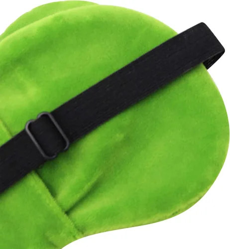 Vista 5 de Divertida máscara de sueño de rana verde, máscara de felpa suave ajustable con los ojos vendados para hombres, mujeres, niños, viajes, siesta