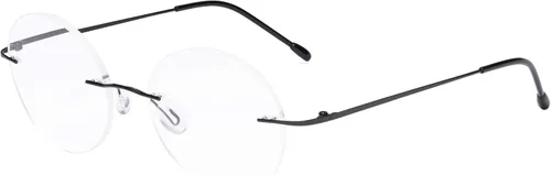 Vista 19 de Eyekepper Paquete de 3 lentes de lectura redondos de metal sin montura para mujeres y hombres, lectores circulares sin marco (azul/rojo/púrpura) +