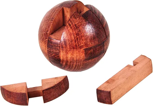 Vista 3 de Rompecabezas de madera para el cerebro, rompecabezas de madera grande hecho a mano, bola mágica, juguete de inteligencia, juegos de inteligencia