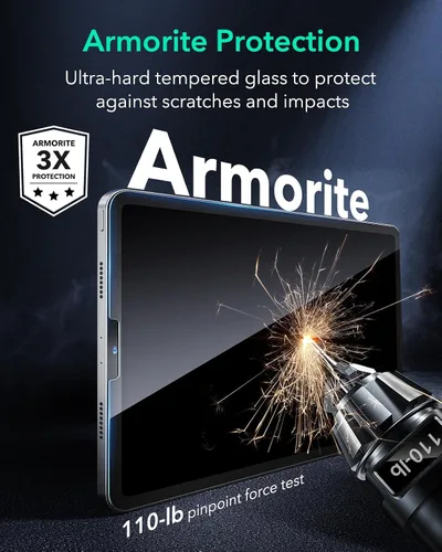 Vista 4 de ESR Protector de pantalla para iPad Pro de 11 pulgadas (2022/2021/2020/2018), protector de pantalla para iPad Air 5/4, película de vidrio templado