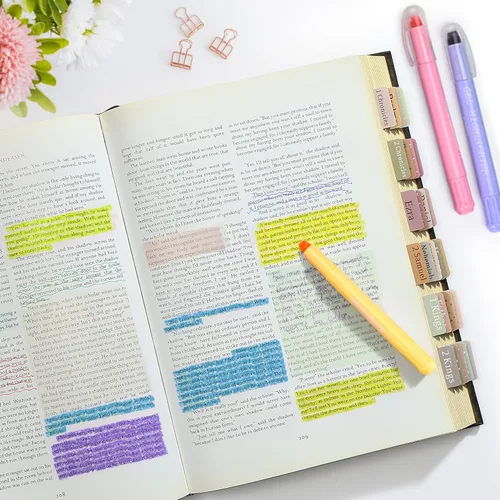 Vista 7 de DazSpirit 12 resaltadores de gel bíblico brillantes que no se corren y 5 bolígrafos con 90 pestañas laminadas de la Biblia, kit de diario bíblico