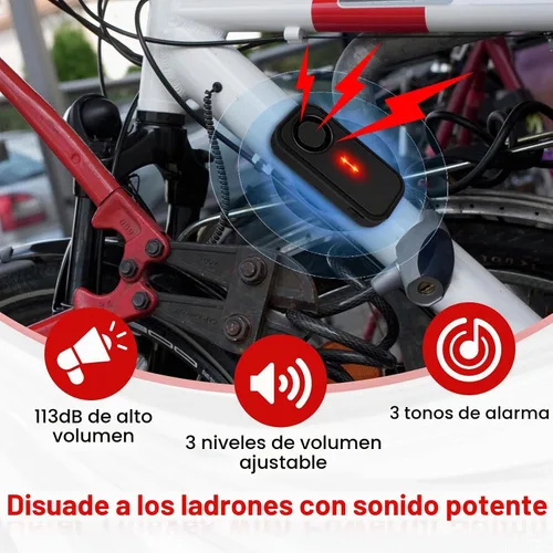 Vista 3 de Sistema de alarma para bicicleta USUPERINK antirrobo, alarma de bicicleta Negro