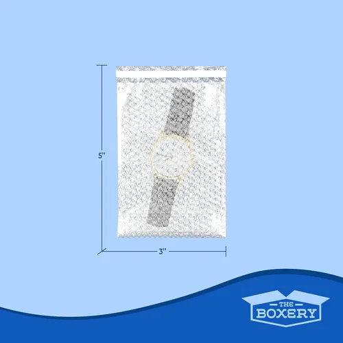 Vista 2 de The Boxery Bolsas de burbujas autoadhesivas transparentes de 3 x 5 pulgadas, paquete de 100