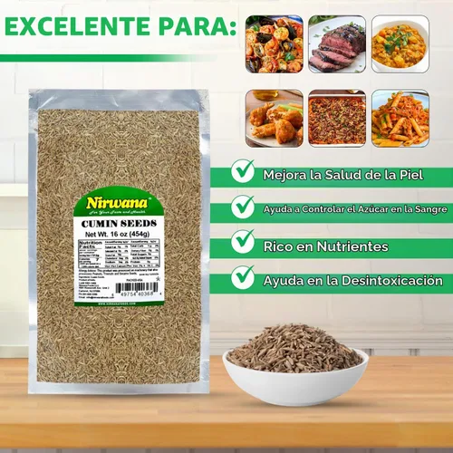 Vista 3 de Semillas de comino enteras – Grado premium, sabor audaz y terroso Ideal para cocinar, curry, condimentos y mezclas de especias 1 libra por Nirwana