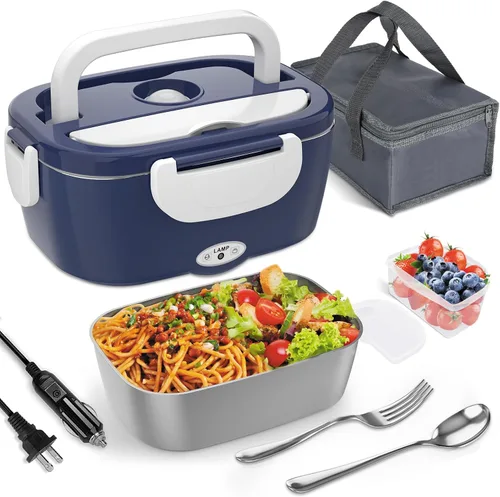 Vista 8 de Monteka Fiambrera eléctrica calentador de alimentos – Calentador de alimentos portátil a prueba de fugas para adultos para coche/hogar/camión con 5 L