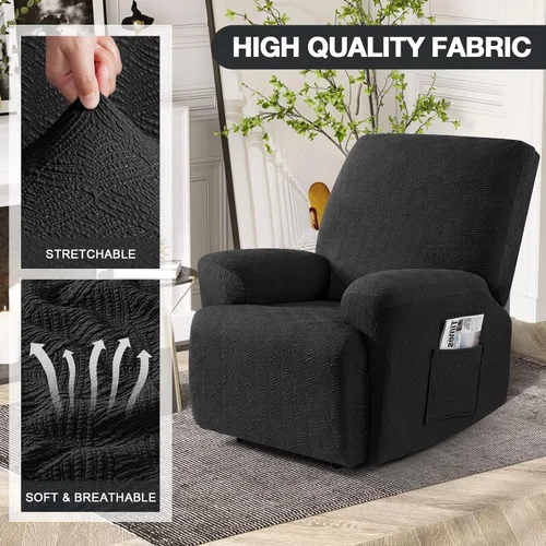 Vista 2 de Timeles Fundas reclinables, fundas para sillas reclinables, fundas para sofá reclinable, fundas elásticas suaves y lavables (una plaza, negro)