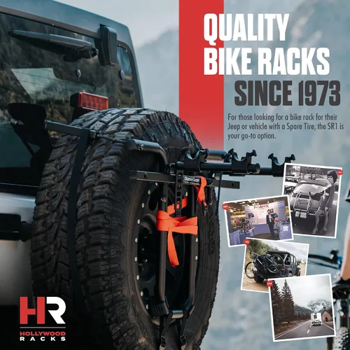 Vista 6 de Hollywood Racks SR1 - Soporte para neumáticos de repuesto para 2 bicicletas Adjustable Rear Bike Rack for SUV, Jeep, Fits Most Spare Tires