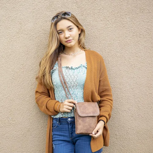 Vista 2 de MINICAT - Bolso cruzado para mujer, pequeño, bolsillos espaciosos, para celular, bolsa de mano para mujer