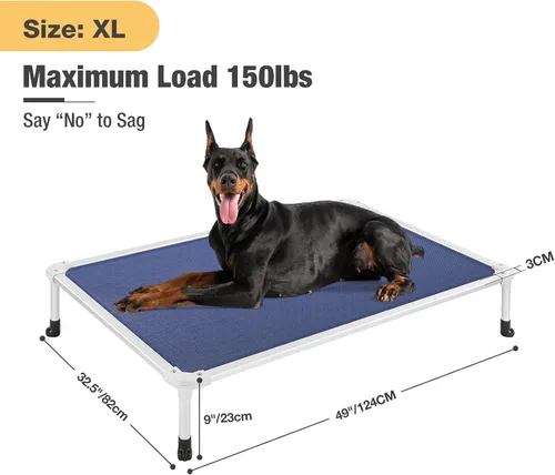 Vista 25 de Veehoo Cama elevada para perros a prueba de mordidas - Cuna elevada refrescante para mascotas - Marco de aluminio plateado y tela de malla