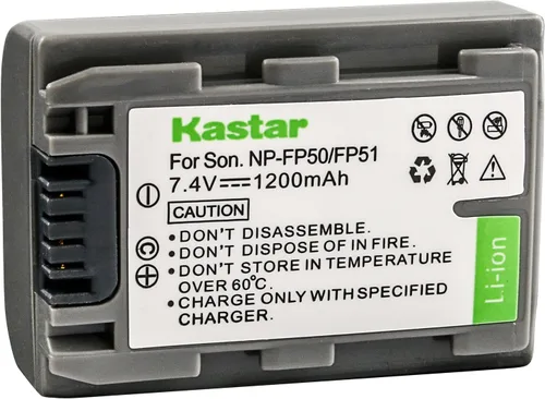 Vista 2 de Kastar Batería recargable de iones de litio de repuesto para videocámaras Sony NP-FP30, NP-FP50, NP-FP60, NP-FP70, NP-FP90, NP-FP51, NP-FP71
