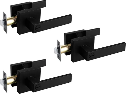 Vista 7 de NEWBANG Manija de palanca de puerta sólida con acabado negro mate