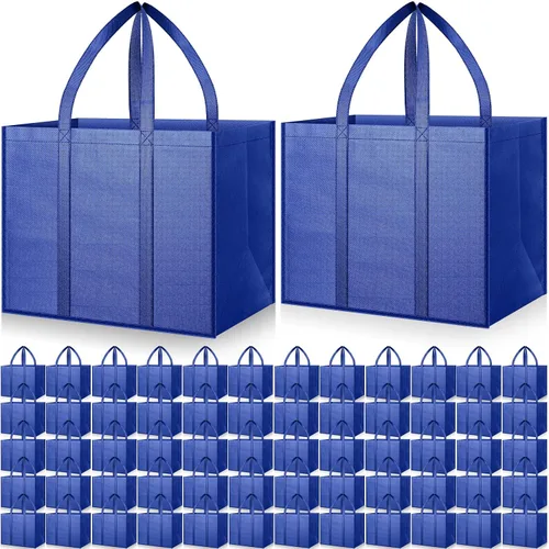 Vista 10 de Hillban Paquete de 30 bolsas de comestibles reutilizables a granel resistentes grandes bolsas de compras lavables plegables con asas Heavy Duty