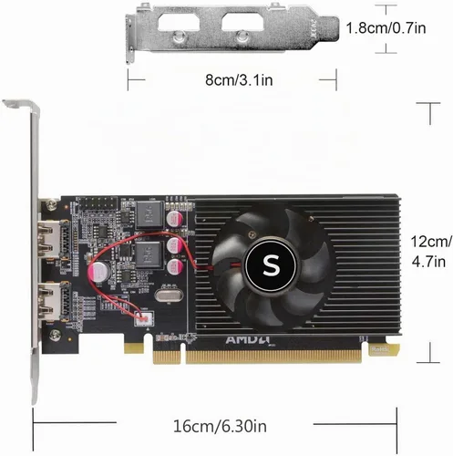 Vista 7 de Tarjeta gráfica Radeon HD 6570, dual HDMI, 1G GDDR3 de 64 bits, tarjetas de video PC, perfil bajo, GPU de computadora, PCI Express x 16, 60 W