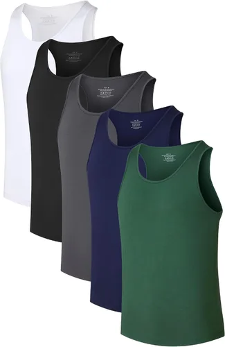 Vista 11 de COLORFULLEAF Camisetas sin mangas de rayón de bambú para hombre, camisetas sin mangas elásticas con cuello redondo (1 o 3)