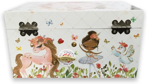 Vista 6 de Play You Are My Sunshine (opción de 60 melodías) Joyero para niños con cajón extraíble para bailarina, caja de música para niñas con mecanismo