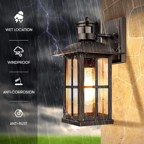 Vista 5 de Luz exterior con sensor de movimiento – Lámpara de pared avanzada del atardecer al amanecer, lámpara de porche impermeable, montaje de pared