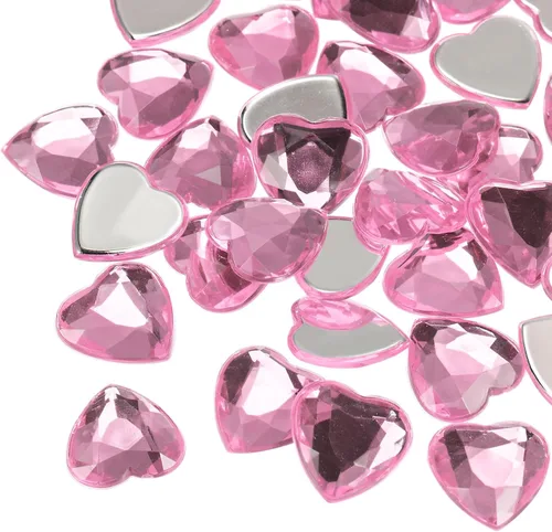 Vista 16 de MECCANIXITY 20 piezas de diamantes de imitación acrílicos de corazón de 0.787 pulgadas (0.787 in) con parte trasera plana, gemas de plástico