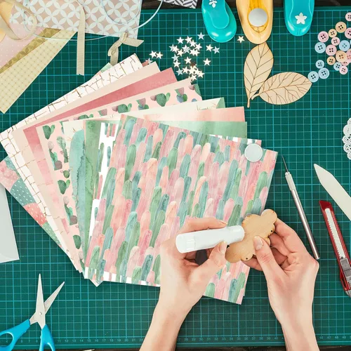 Vista 7 de 24 hojas de 12 diseños de álbumes de recortes, 6 x 6 pulgadas, papel de cartulina para manualidades Decopodge de una sola cara, álbum de recortes