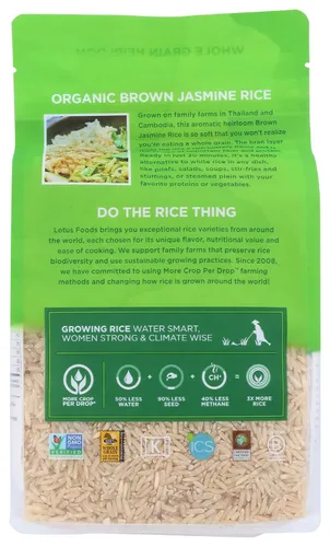 Vista 3 de LOTUS FOODS Arroz orgánico de jazmín marrón, 30 onzas