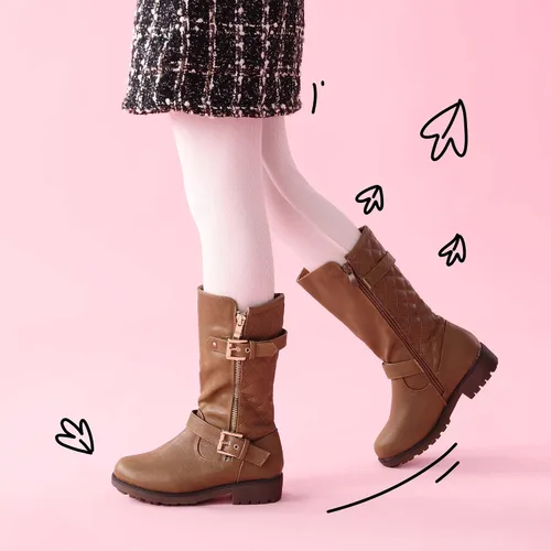 Vista 2 de DREAM PAIRS Botas de motociclista de invierno hasta la rodilla para niñas