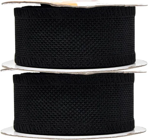 Vista 2 de Mandala Crafts Cinta de arpillera negra de 1.5 pulgadas de ancho para manualidades, rollo de 20 yardas de cinta rústica de arpillera para coronas