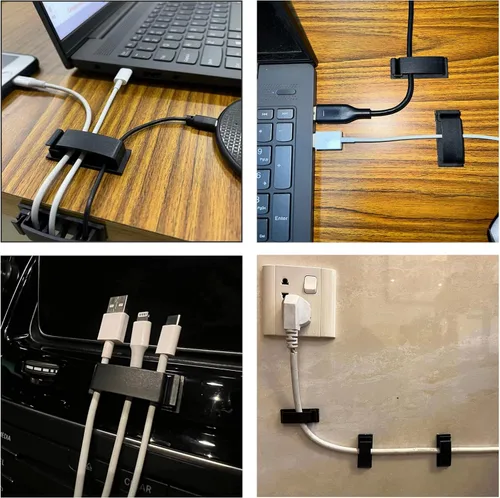 Vista 6 de Clips para cables, 50 unidades, clips autoadhesivos para organizar cables, organizador de cables, soportes para cables para electrodomésticos, PC