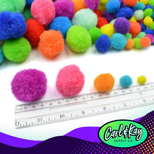Vista 6 de 410 unidades – Pompones Jumbo para suministros de manualidades – 360 pompones peludos de colores grandes y pequeños surtidos con 50 ojos saltones