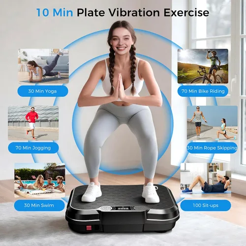 Vista 2 de AoraPulse Vibration Plate Exercise Machine with 9 Programs 250 Speeds