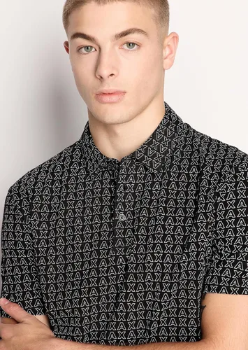 Vista 5 de AX ARMANI EXCHANGE Men's Regular Fit Cotton Jersey All Over Ax Logo Polo