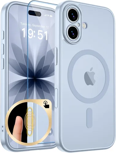 Vista 23 de zapica Funda magnética para iPhone Air, con protector de pantalla de vidrio templado, compatible con MagSafe, translúcida mate, a prueba de golpes