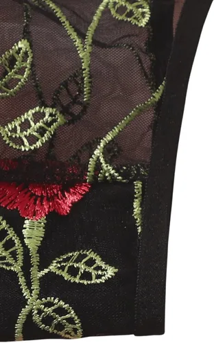Vista 4 de SweatyRocks Conjunto de lencería de malla con bordado floral para mujer