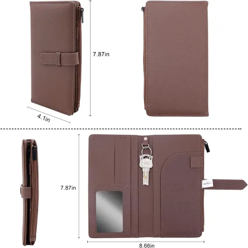 Vista 5 de Cartera de viaje con bloqueo RFID multiuso para pasaporte, Marrón, Classic