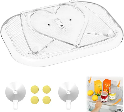 Vista 9 de Heartspin Lazy Susan para organizadores y almacenamiento de refrigerador, 14.56 x 11 pulgadas, organizador transparente para cocina, gabinete