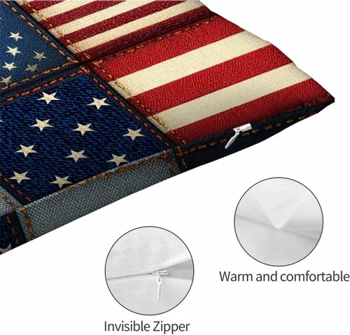 Vista 5 de Mugod Funda de cojín con diseño de bandera estadounidense a rayas y estrellas, funda de almohada para cama, sofá, oficina, decoración de 20 x 30