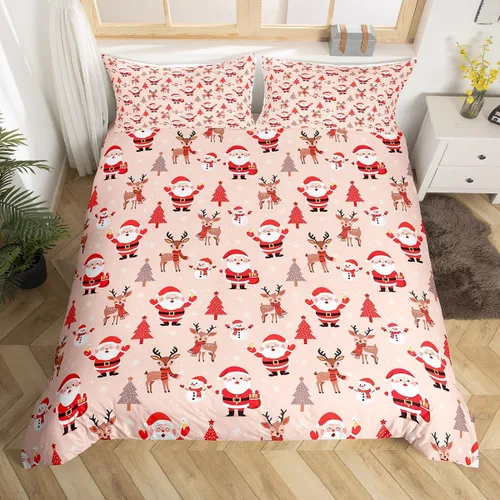 Vista 43 de Feelyou Juego de ropa de cama de Navidad gris para niños, tamaño individual, funda de edredón enana de Navidad para niños, niñas, adolescentes