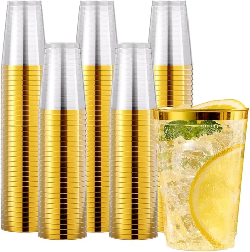 Vista 10 de JOLLY CHEF Vasos de plástico transparente de 12 onzas, paquete de 100 vasos de fiesta resistentes, vasos de plástico desechables para Halloween, día