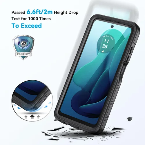 Vista 13 de Lanhiem Funda para Motorola Moto G 5G 2024, IP68, impermeable, a prueba de polvo, a prueba de golpes, con protector de pantalla integrado, cubierta