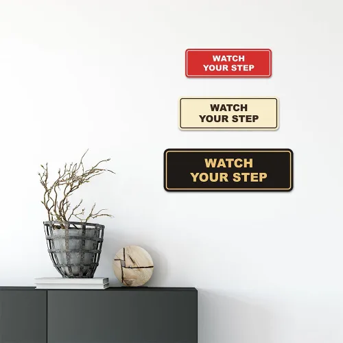 Vista 6 de Signs ByLITA Letrero estándar para pared o puerta con texto en inglés «Watch Your Step», señalización de salud y seguridad (negro), mediano