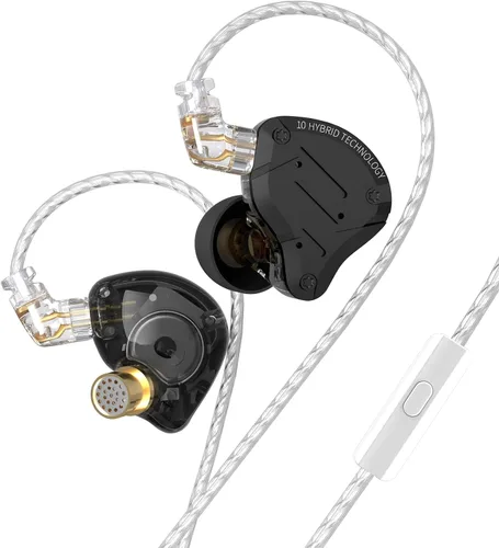 Vista 11 de KZ ZS10 Pro Monitor In Ear, Auriculares IEM, Auriculares para Juegos con Drivers 4BA y 1DD, Auriculares KZ HiFi IEM ZS10 Mejorados con Cable OFC