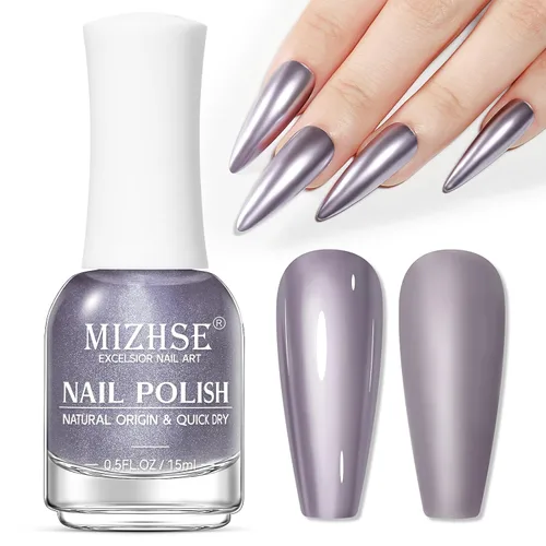 Vista 19 de MIZHSE Translucent Shimmering Nail Polish, Quick Dry Clear Glitter White brillo claro