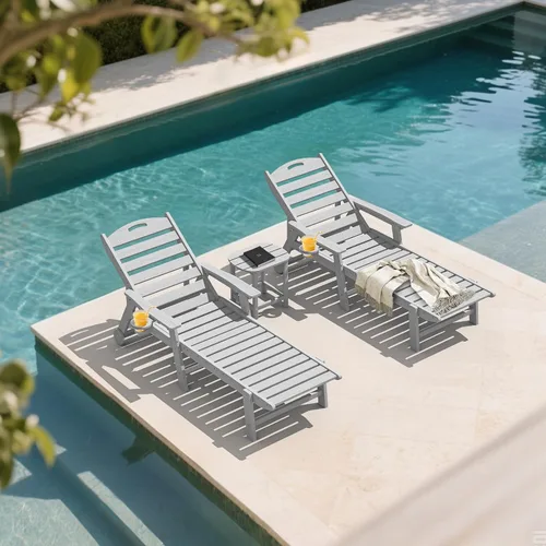 Vista 2 de Plawdlik Silla de salón para exteriores HDPE con ruedas rodantes, color Blanco