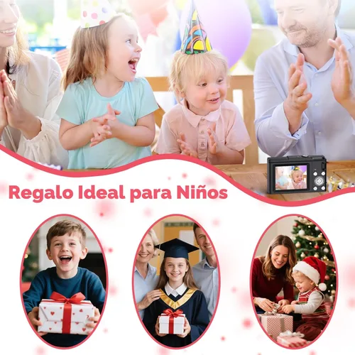 Vista 5 de Cámara digital, cámara digital FHD para apuntar y disparar con zoom de 16X, antivibraciones, cámara pequeña compacta de 48 MP con tarjeta de 32 GB